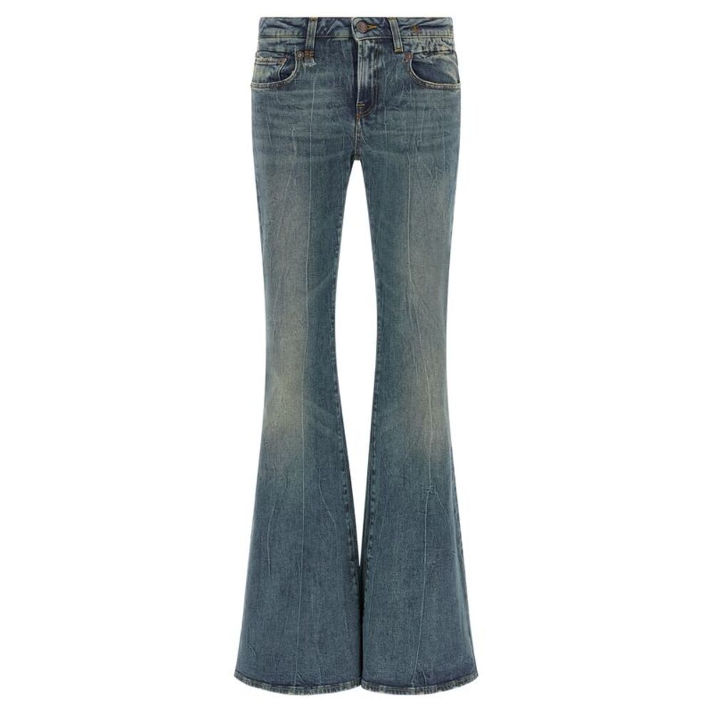 R13 Blue Cotton Flared Women's Jeans